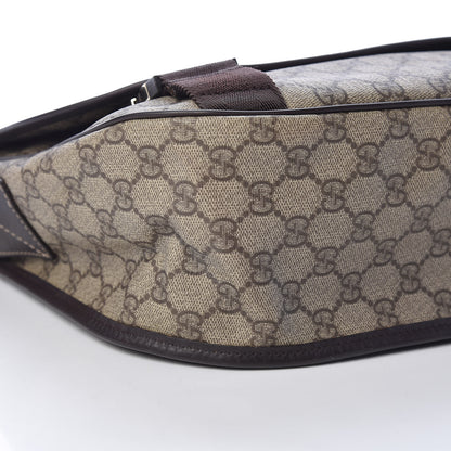 Gucci GG Plus Monogram Medium Double Buckle Flap Messenger Bag Beige Dark Brown 5 of 13