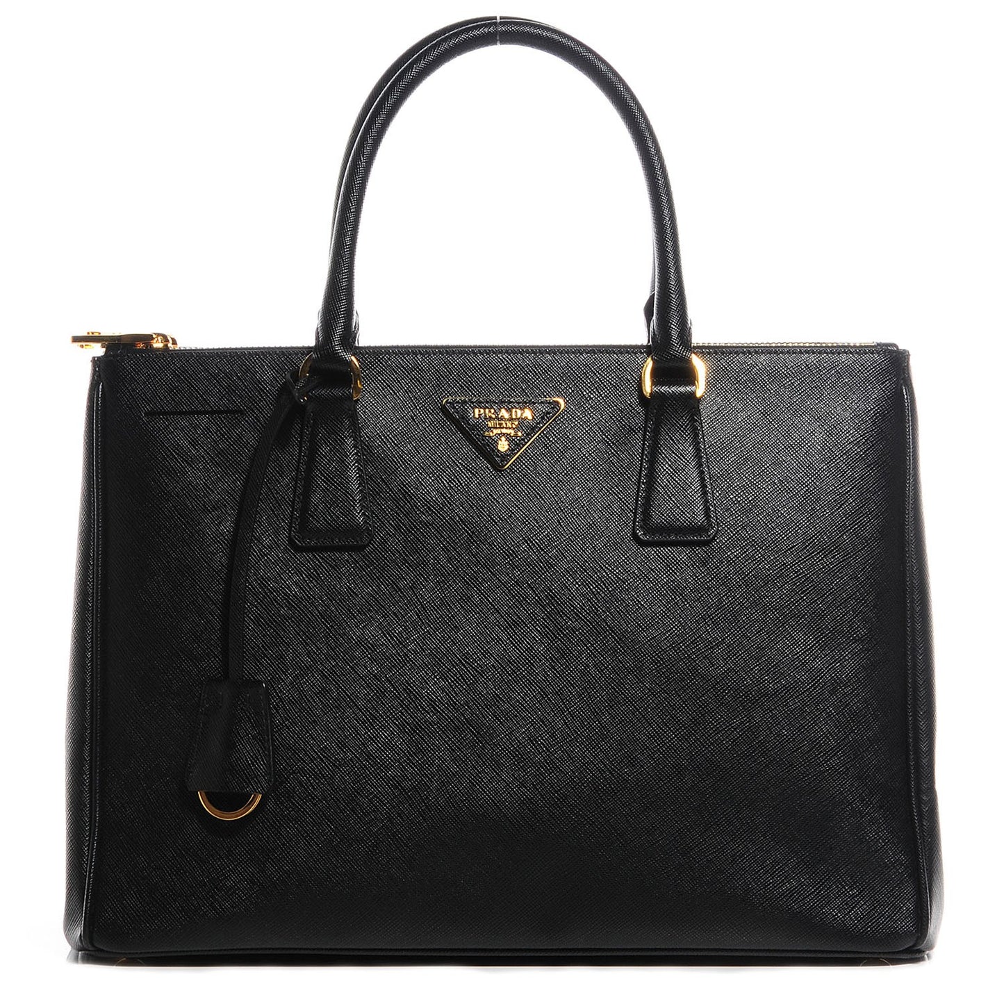 Saffiano Lux Medium Double Zip Tote Nero Black