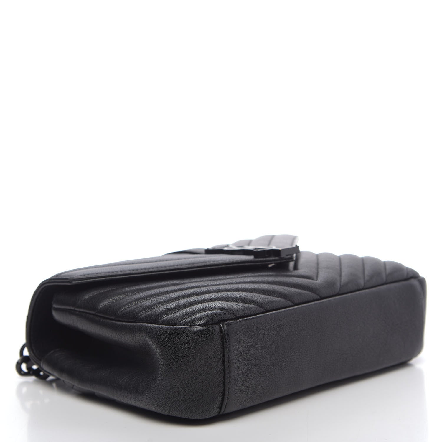 Saint Laurent Sheepskin Matelasse Chevron Monogram Monochrome Medium College Bag Black 4 of 11
