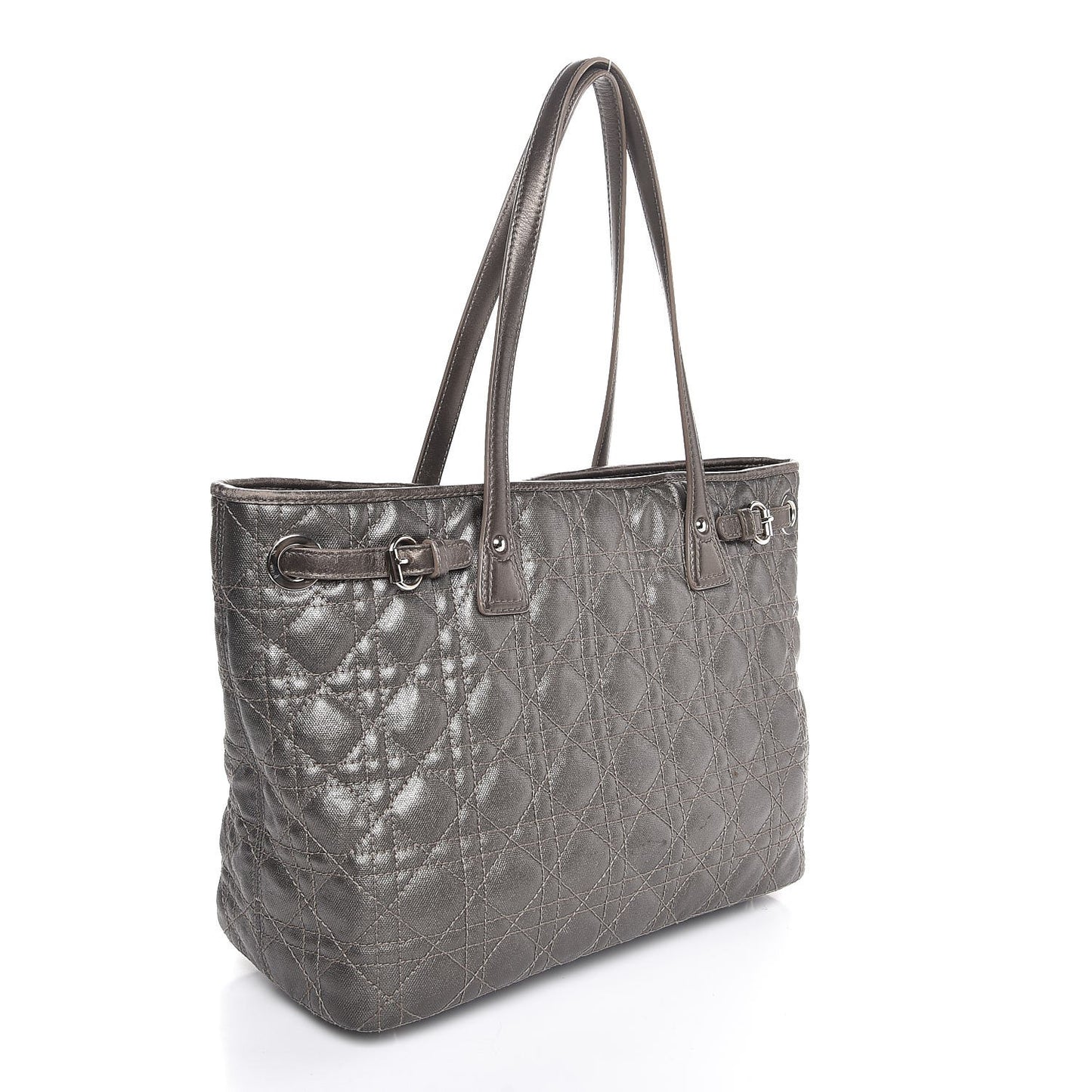 Coated Canvas Cannage Small Panarea Tote Grey