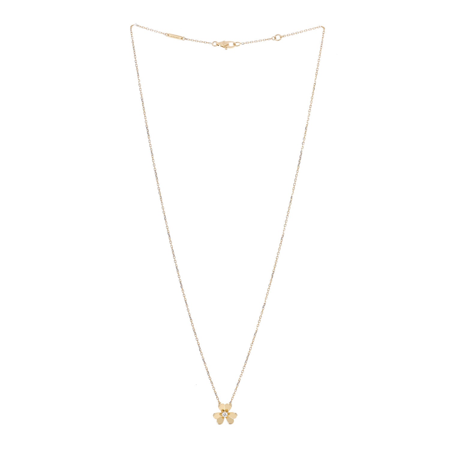 Van Cleef & Arpels 18K Yellow Gold Diamond Mini Frivole Pendant Necklace 3 of 7