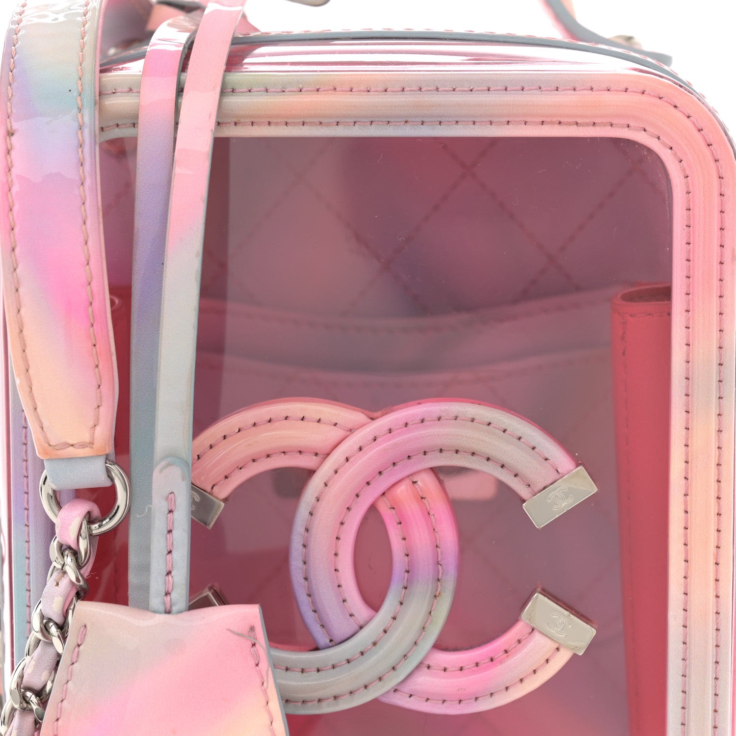 Chanel PVC Patent Calfskin Patent Lambskin Vertical Vanity Case Pink 8 of 14