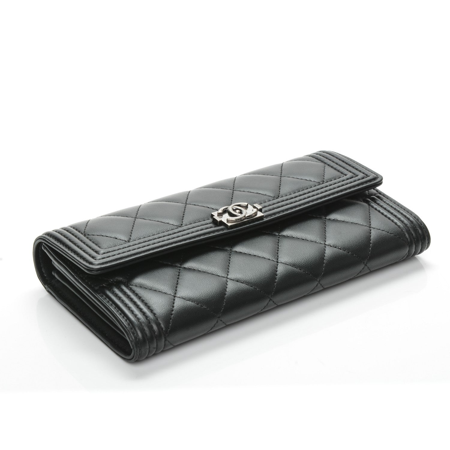 Chanel Lambskin Quilted Boy Flap Wallet Black 4 of 8