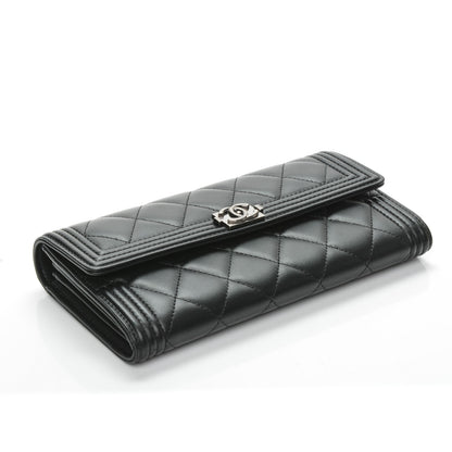 Chanel Lambskin Quilted Boy Flap Wallet Black 4 of 8