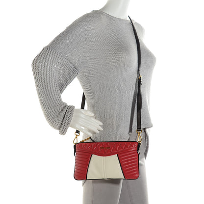 Miu Miu Nappa Leather Biker Tri-Color Red White Black 2 of 8