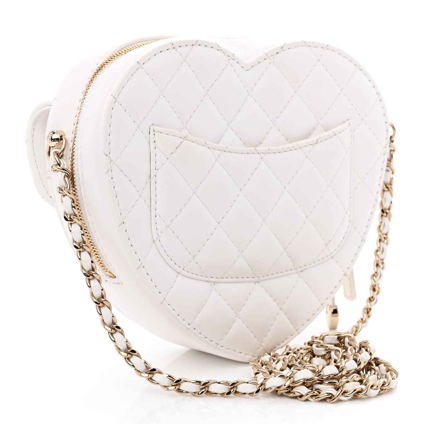 Lambskin Quilted CC In Love Heart Bag White