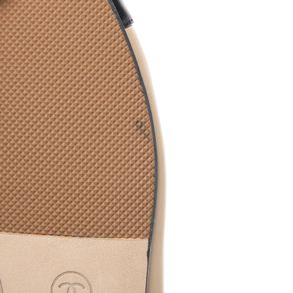 Chanel Lambskin Cap Toe CC Ballerina Flats 39 Beige Black 8 of 10