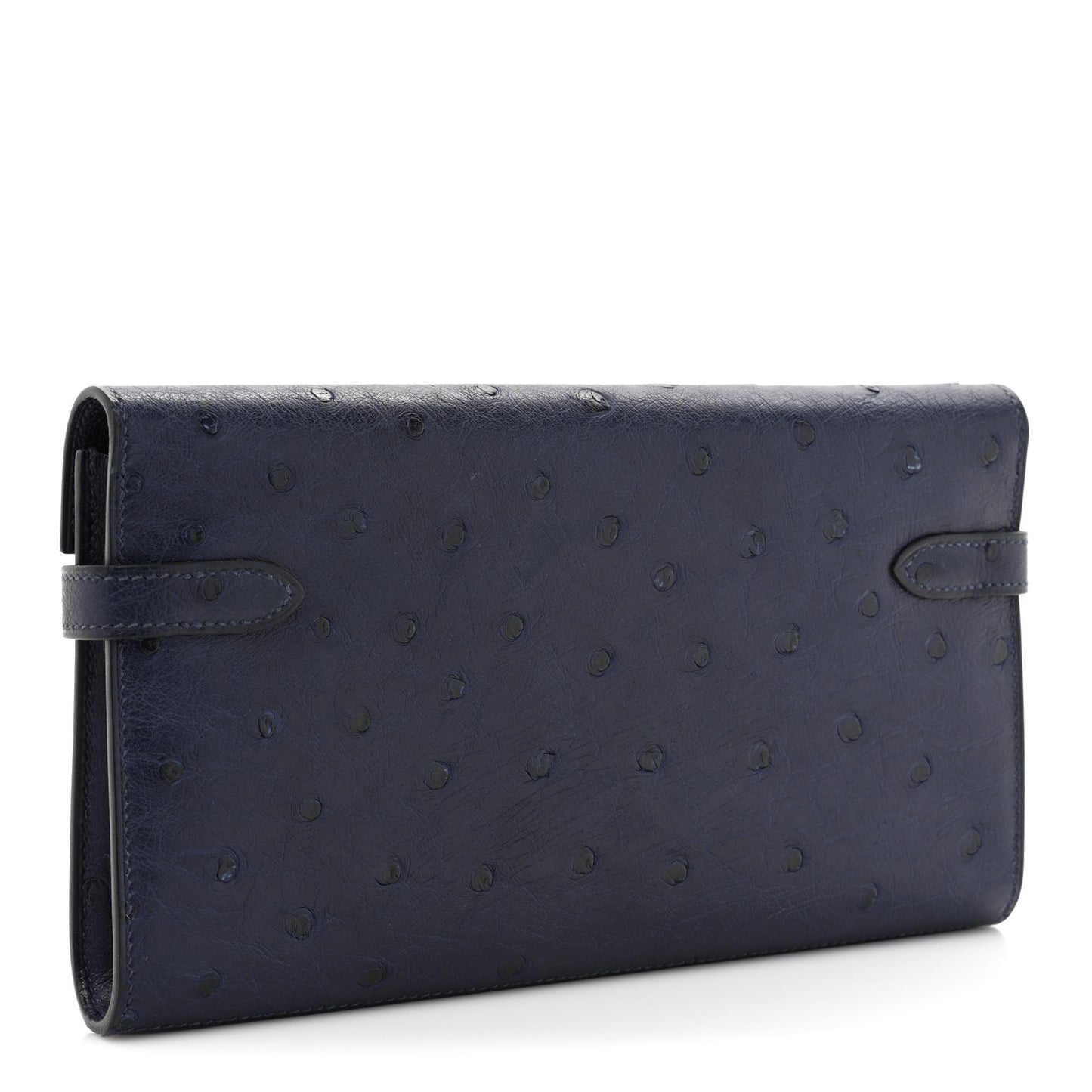 Ostrich Kelly Longue Wallet Bleu Iris