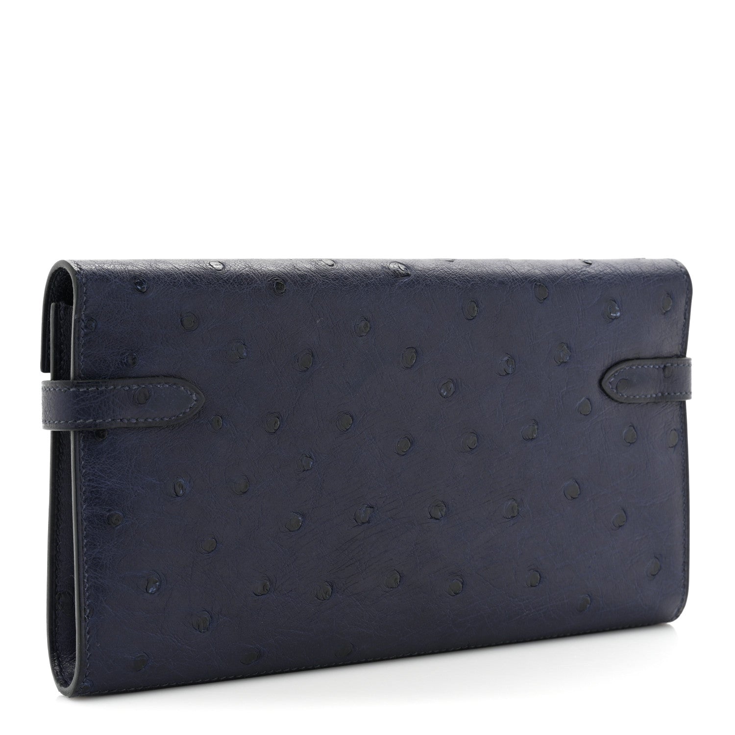 Hermes Ostrich Kelly Longue Wallet Bleu Iris 3 of 14
