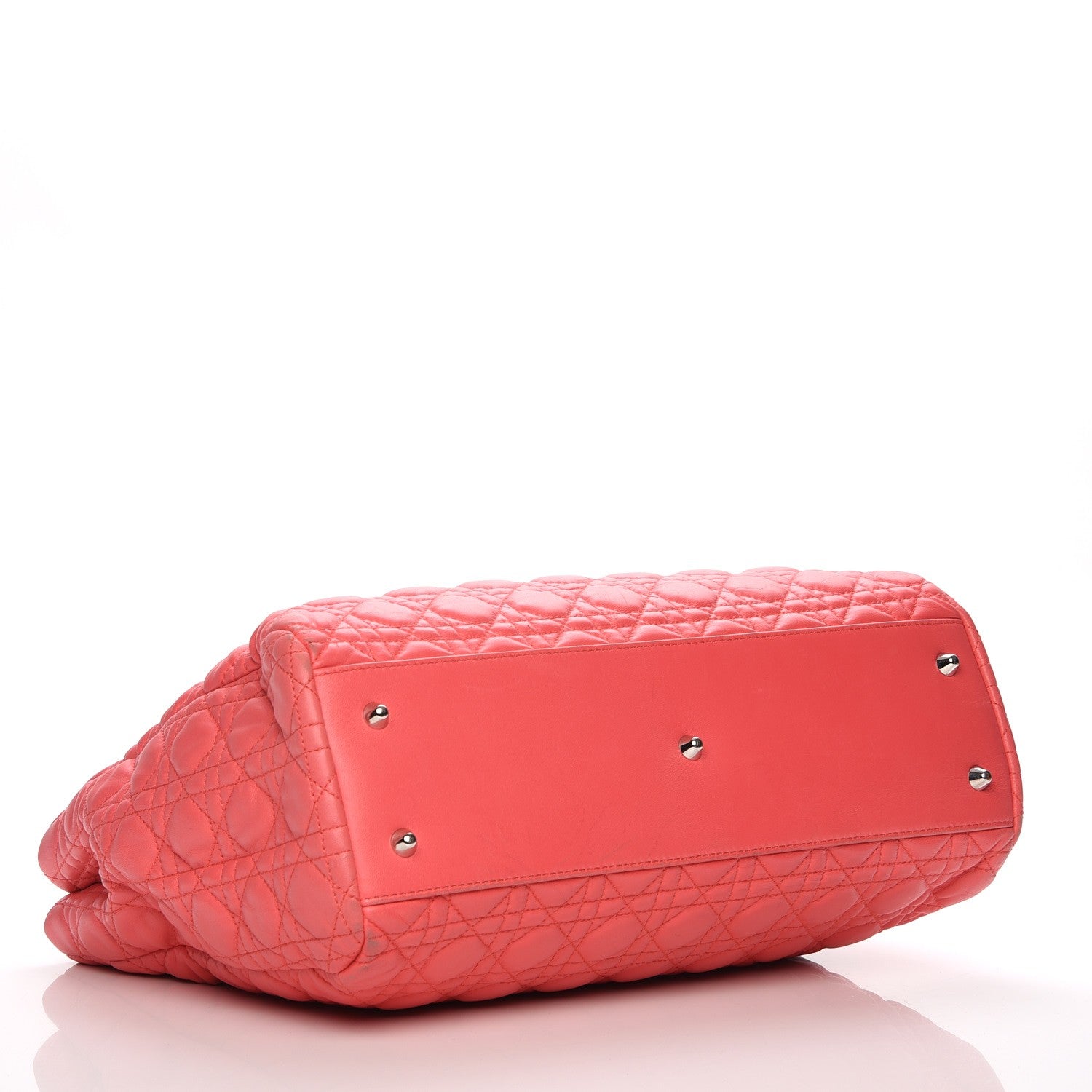 Christian Dior Lambskin Cannage Large Dior Soft Shopping Tote Coral 4 of 13
