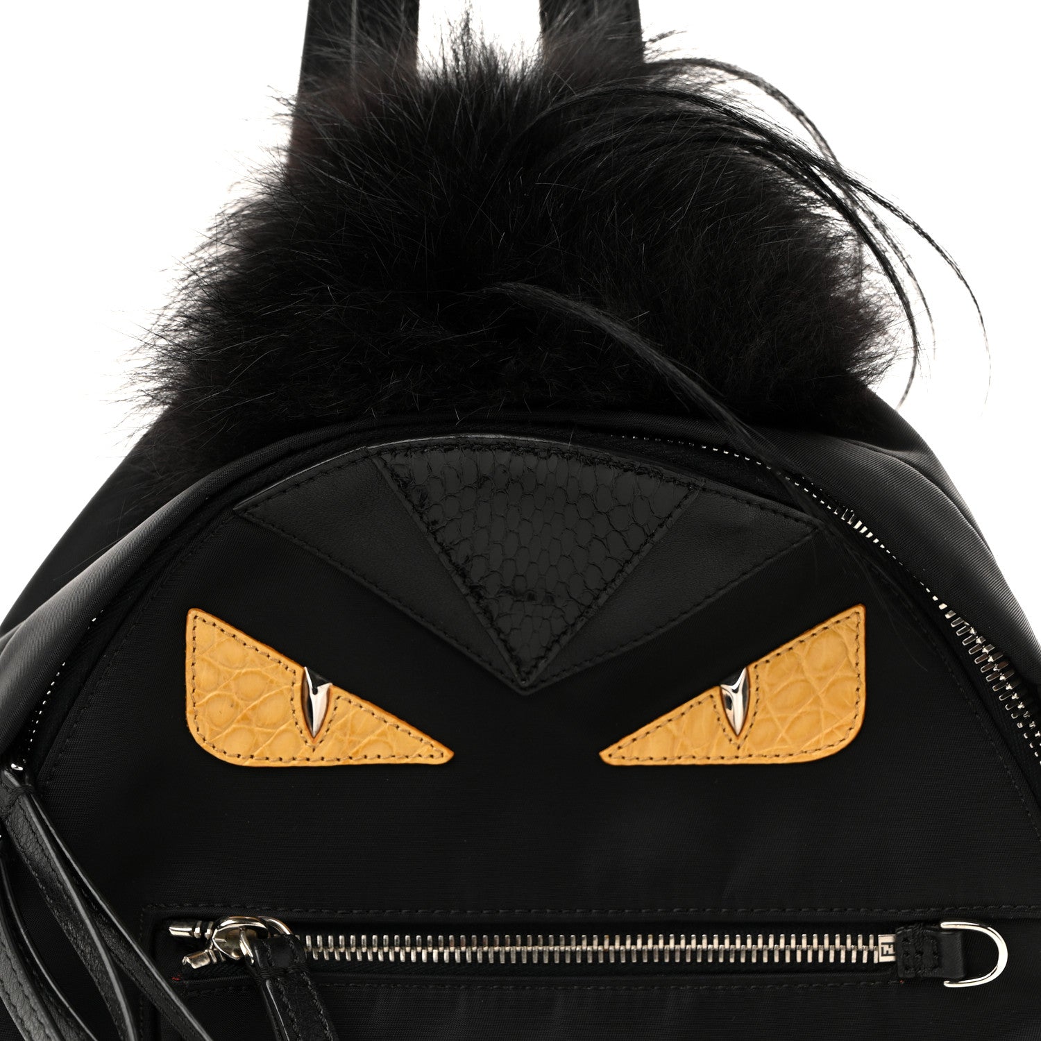 Fendi Nylon Vitello Dolce Goat Fox Fur Crocodile Monster Eyes Mini
