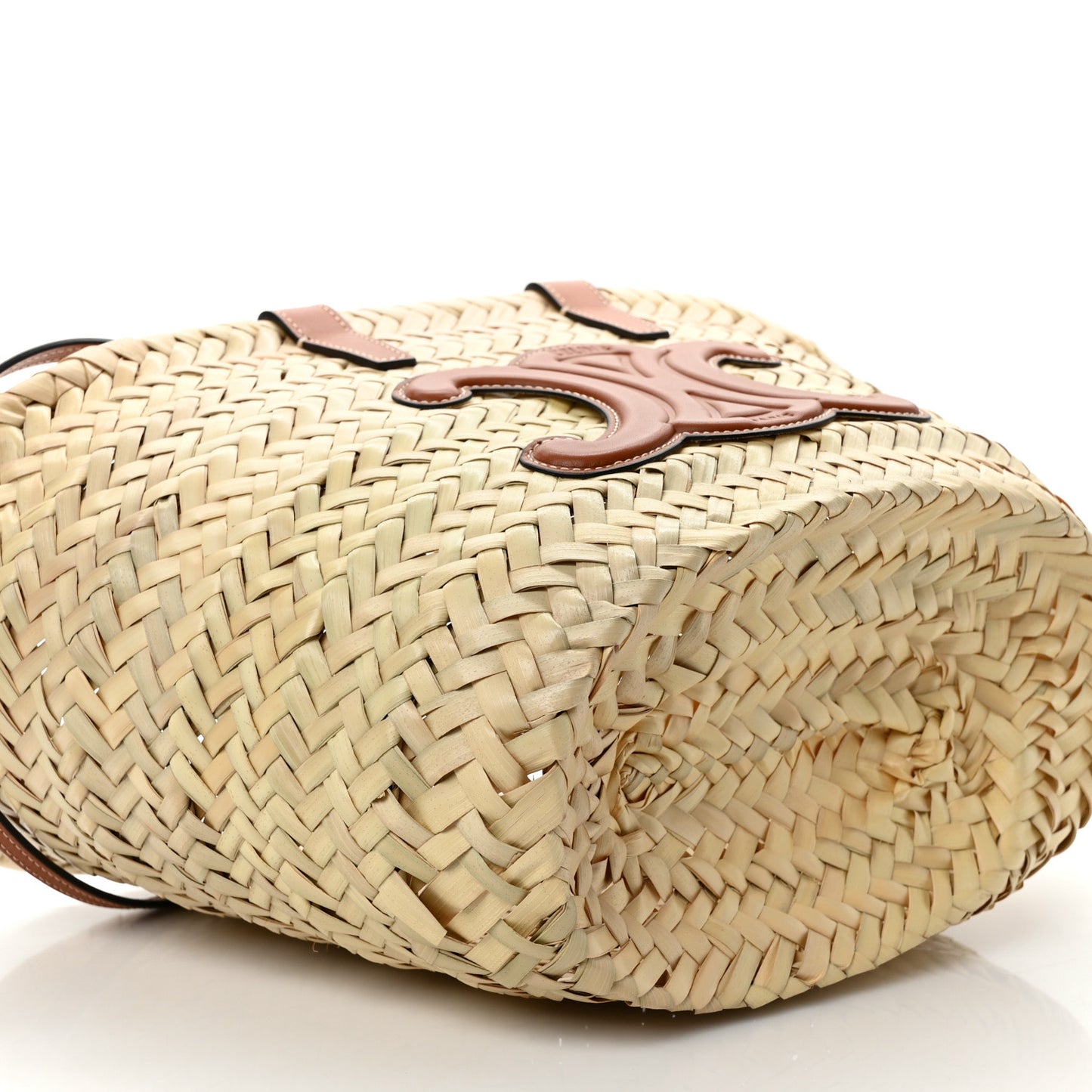 Raffia Calfskin Triomphe Teen Panier Tan