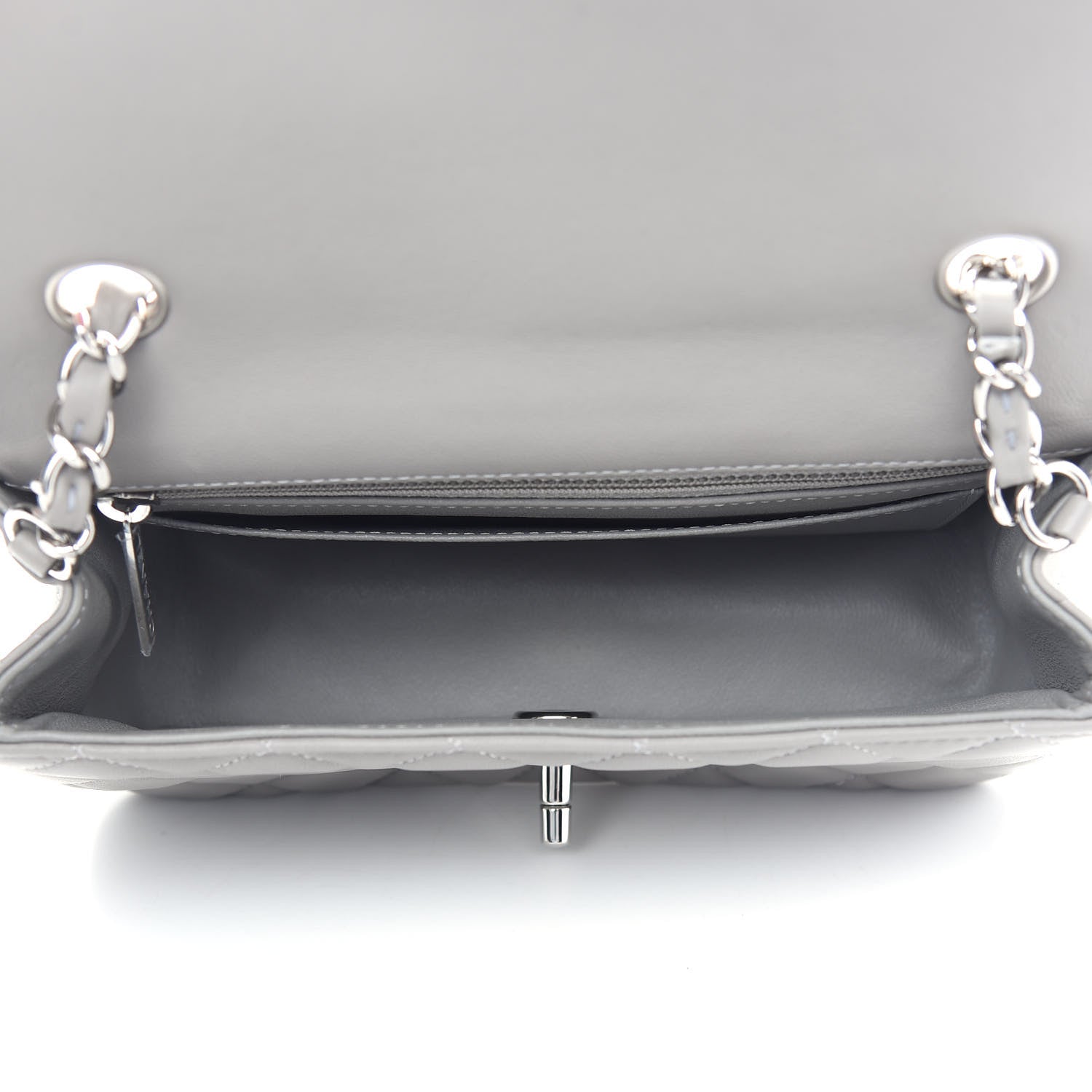 Chanel Lambskin Quilted Mini Rectangular Flap Grey 5 of 9