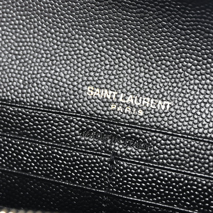 Saint Laurent Grain De Poudre Matelasse Chevron Monogram Flap Wallet Black 7 of 9