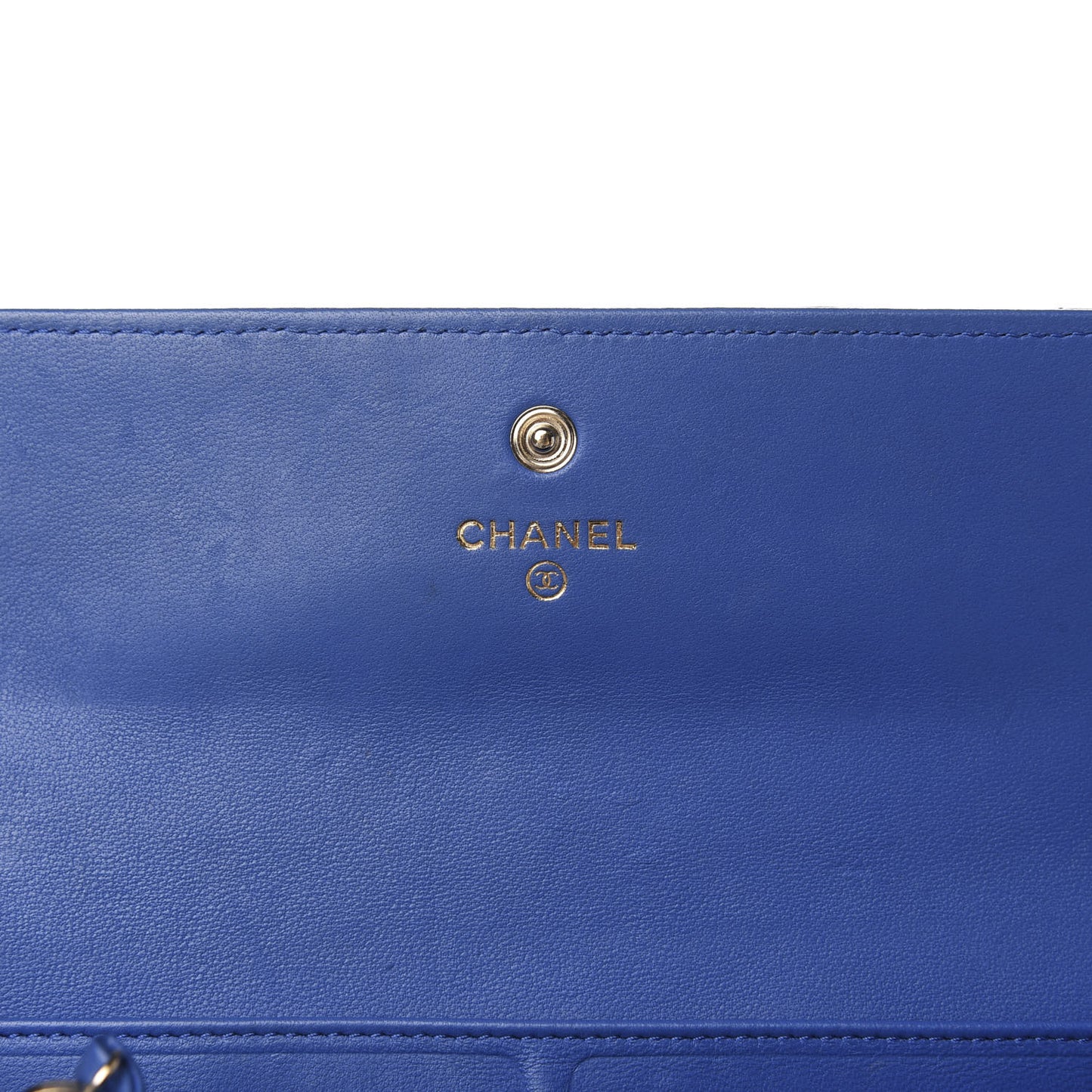 Lambskin Quilted Large Gusset Flap Wallet Blue