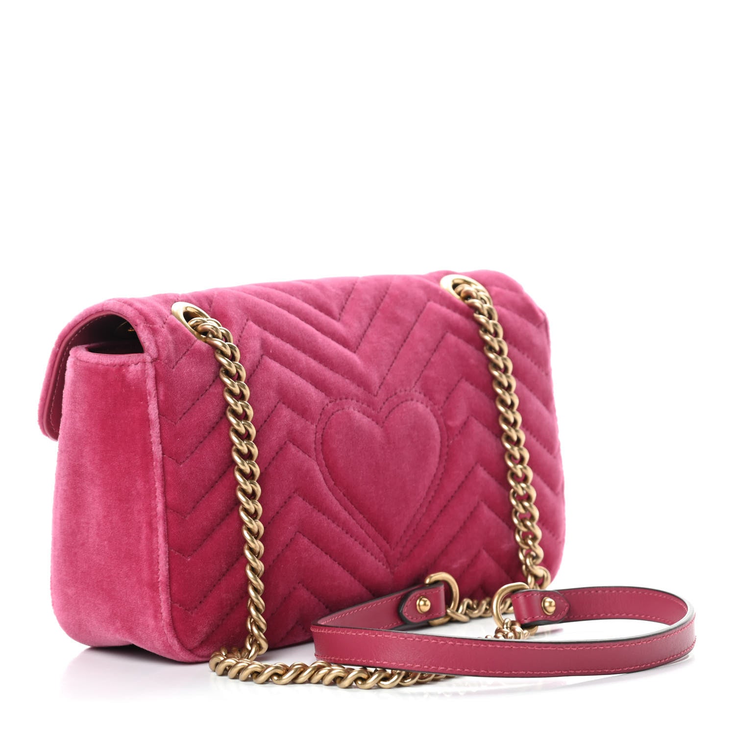 Gucci Velvet Matelasse Small GG Marmont Shoulder Bag Light Raspberry Rose 3 of 7