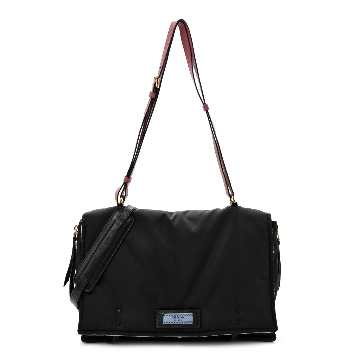 Prada Tessuto Nylon Etiquette Flap Black 1 of 9