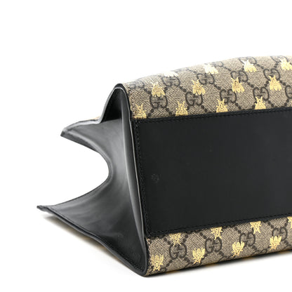 Gucci GG Supreme Monogram Bees Medium Padlock Tote Beige Oro Black 10 of 11