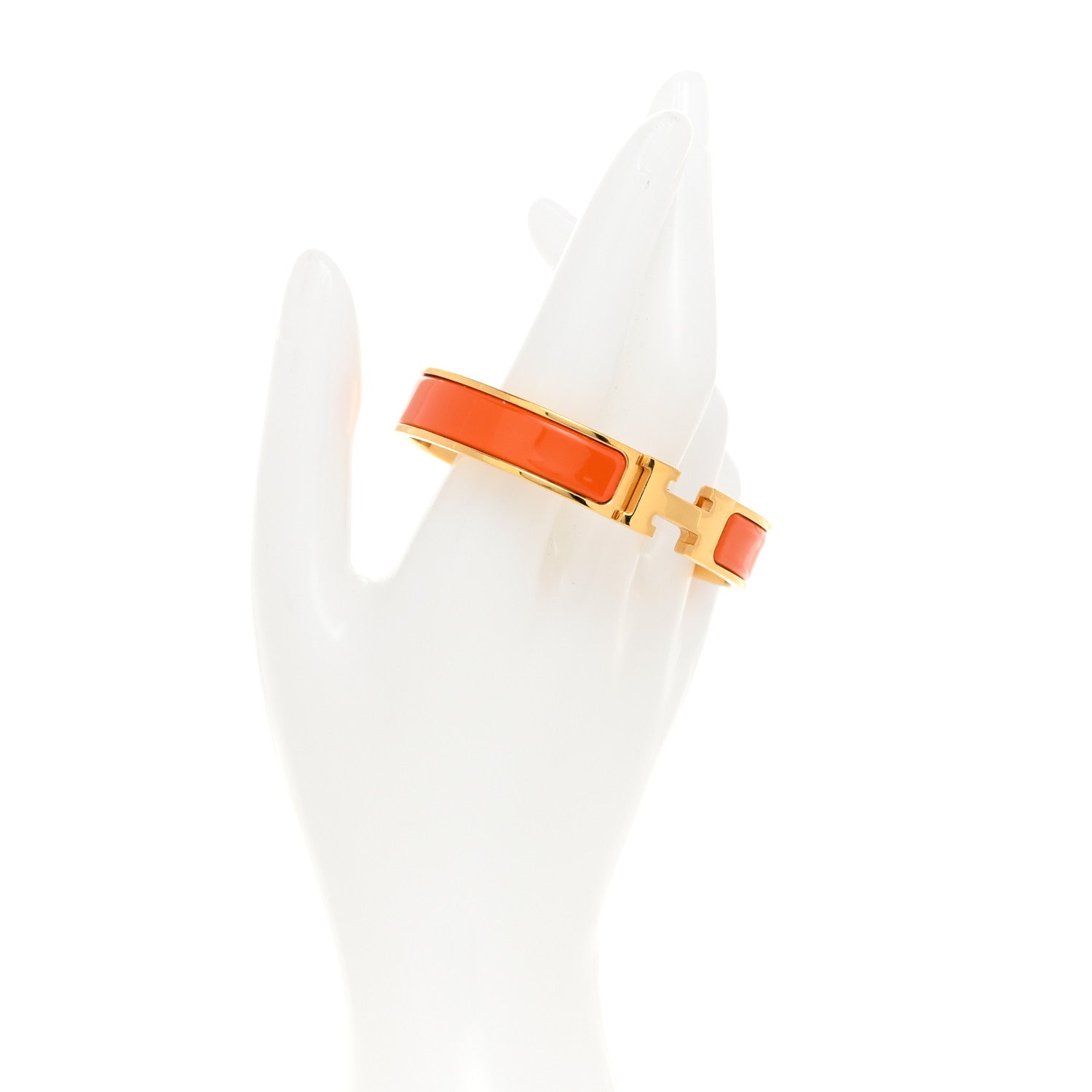 Hermes Enamel Narrow Clic Clac H Bracelet GM Orange 2 of 5