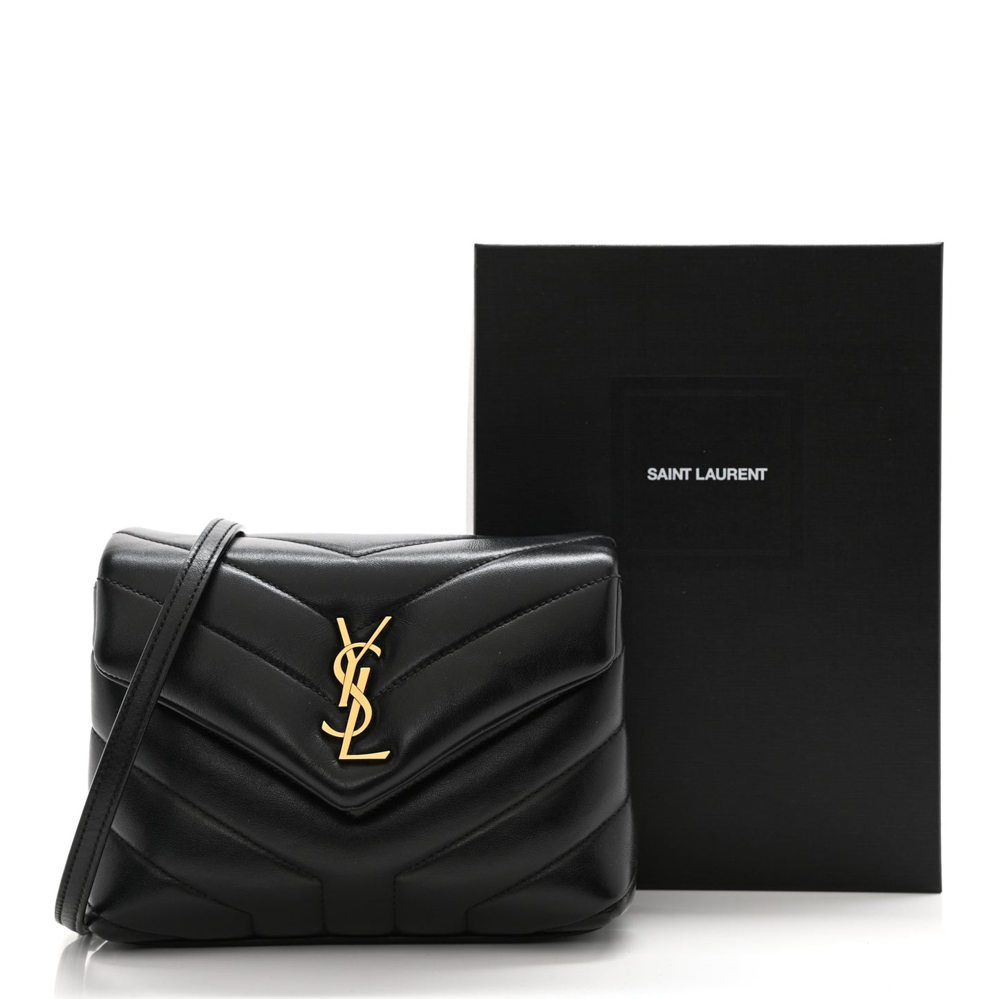 Calfskin Y Quilted Monogram Toy Loulou Crossbody Bag Black