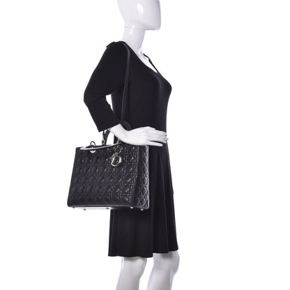 Christian Dior Lambskin Cannage Large Lady Dior Black 2 of 14