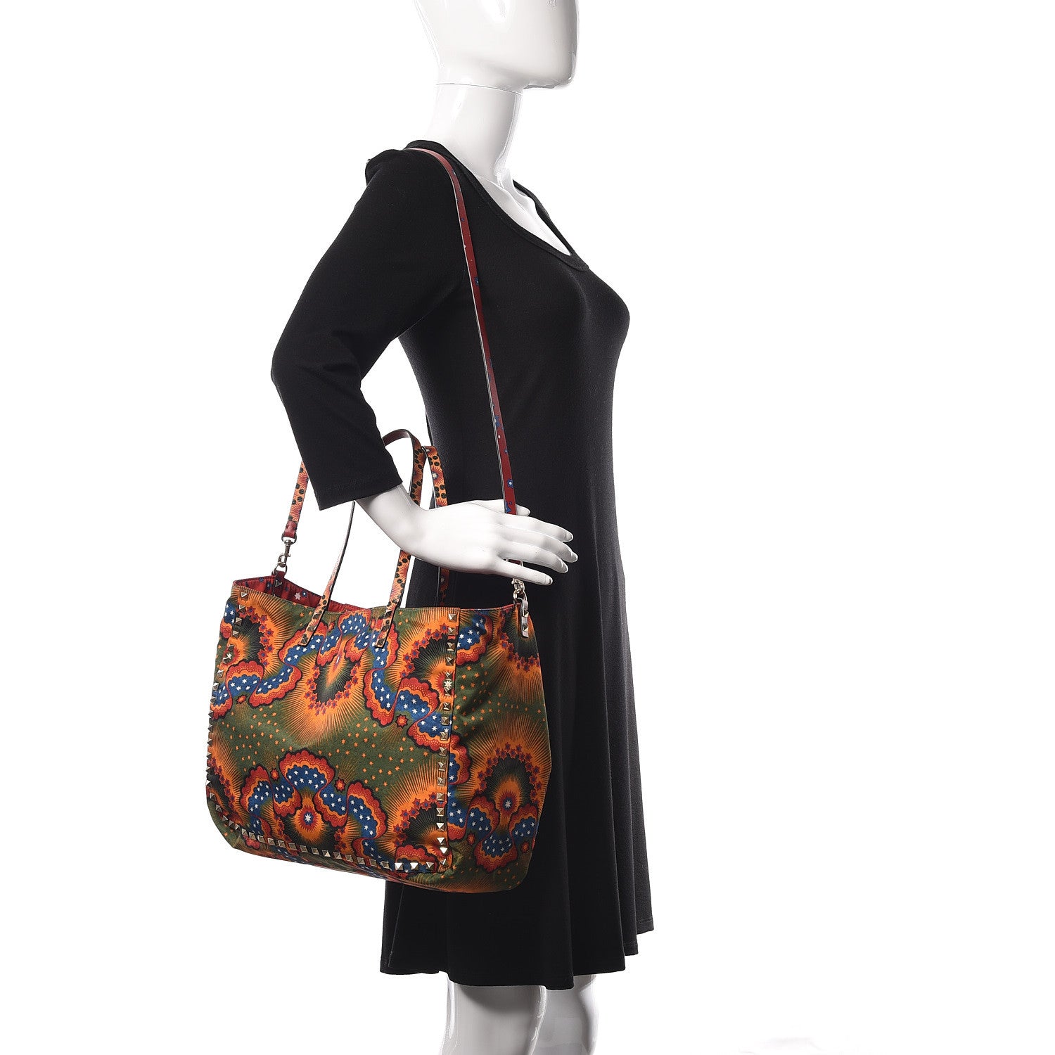 Valentino Garavani Canvas Enchanted Wonderland Medium Rockstud Reversible Tote Rosso 3 of 16