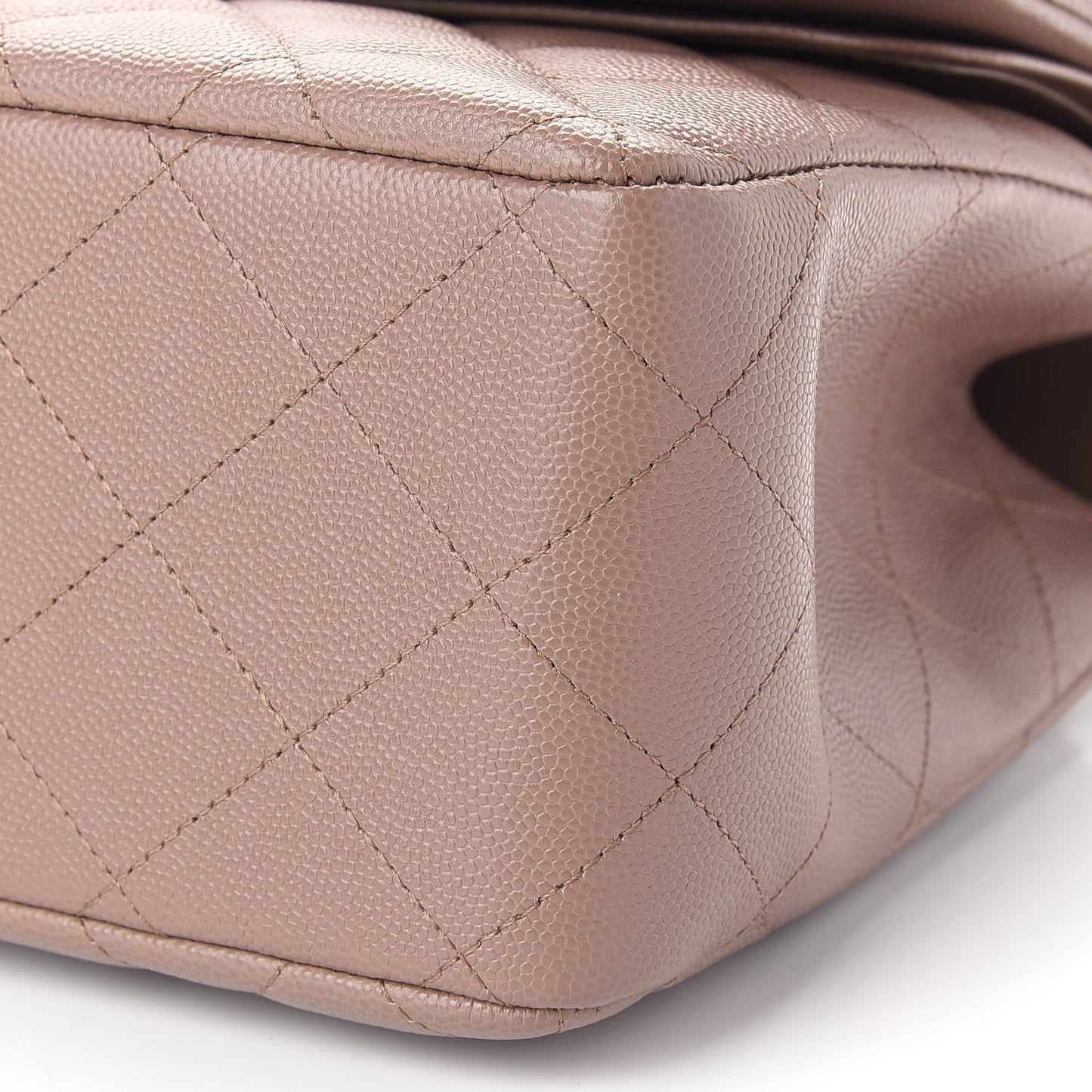 Caviar Quilted Jumbo Double Flap Beige