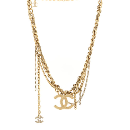 Chanel Metal Chain Link CC Multi Strand Choker Necklace Gold 1 of 7