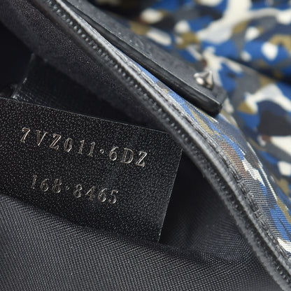 Fendi Nylon Vitello Elite Denim Granite Flap Backpack Military Black 9 of 10