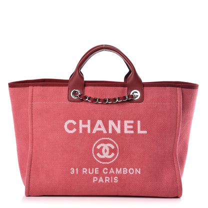Chanel Canvas Large Deauville Tote Red 1 of 11