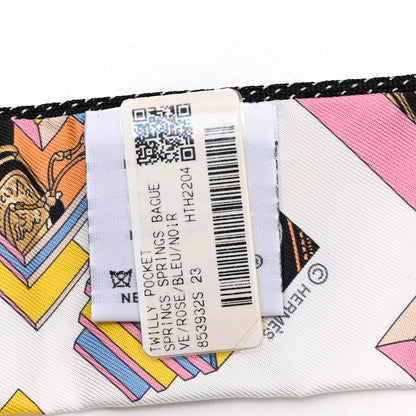 Hermes Silk Springs Springs Twilly Rose Bleu Black 3 of 4