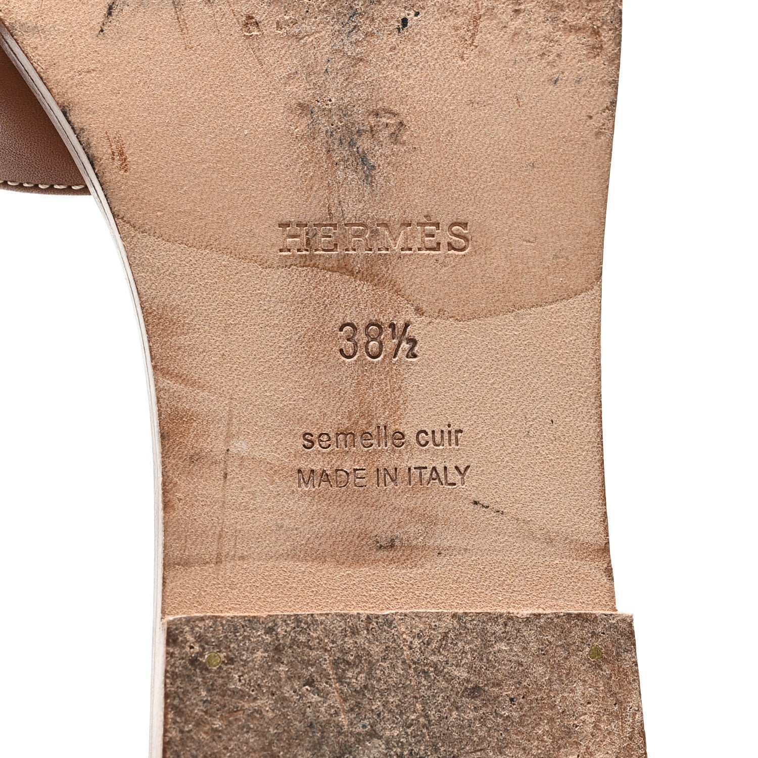 Hermes Box Calfskin Oran Sandals 38.5 Gold 7 of 9