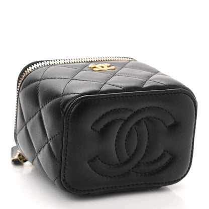 Chanel Lambskin Quilted Mini Pearl Crush Vanity Case With Chain Black 4 of 12