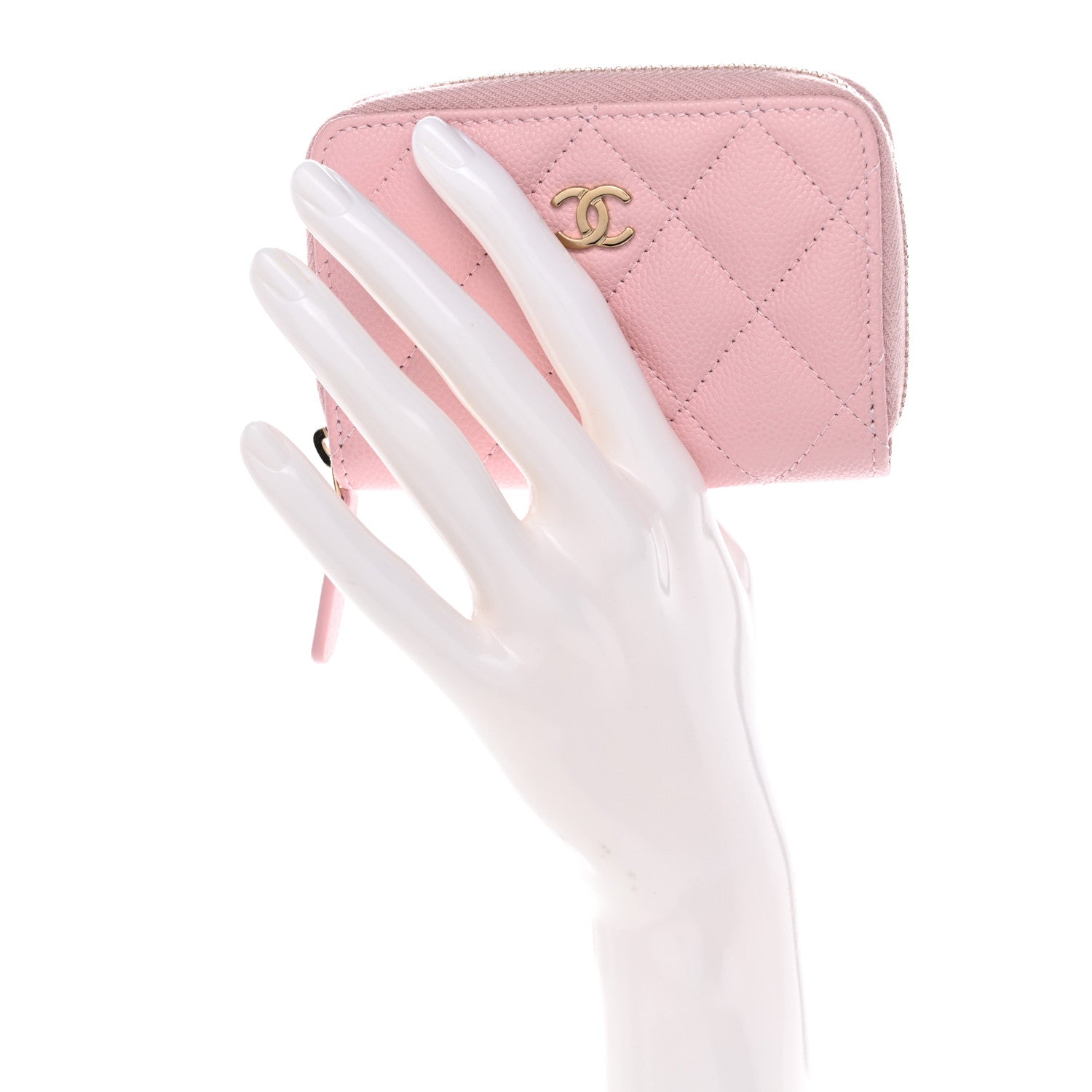 Chanel Caviar Quilted Zip Coin Purse Light Pink 2 of 7