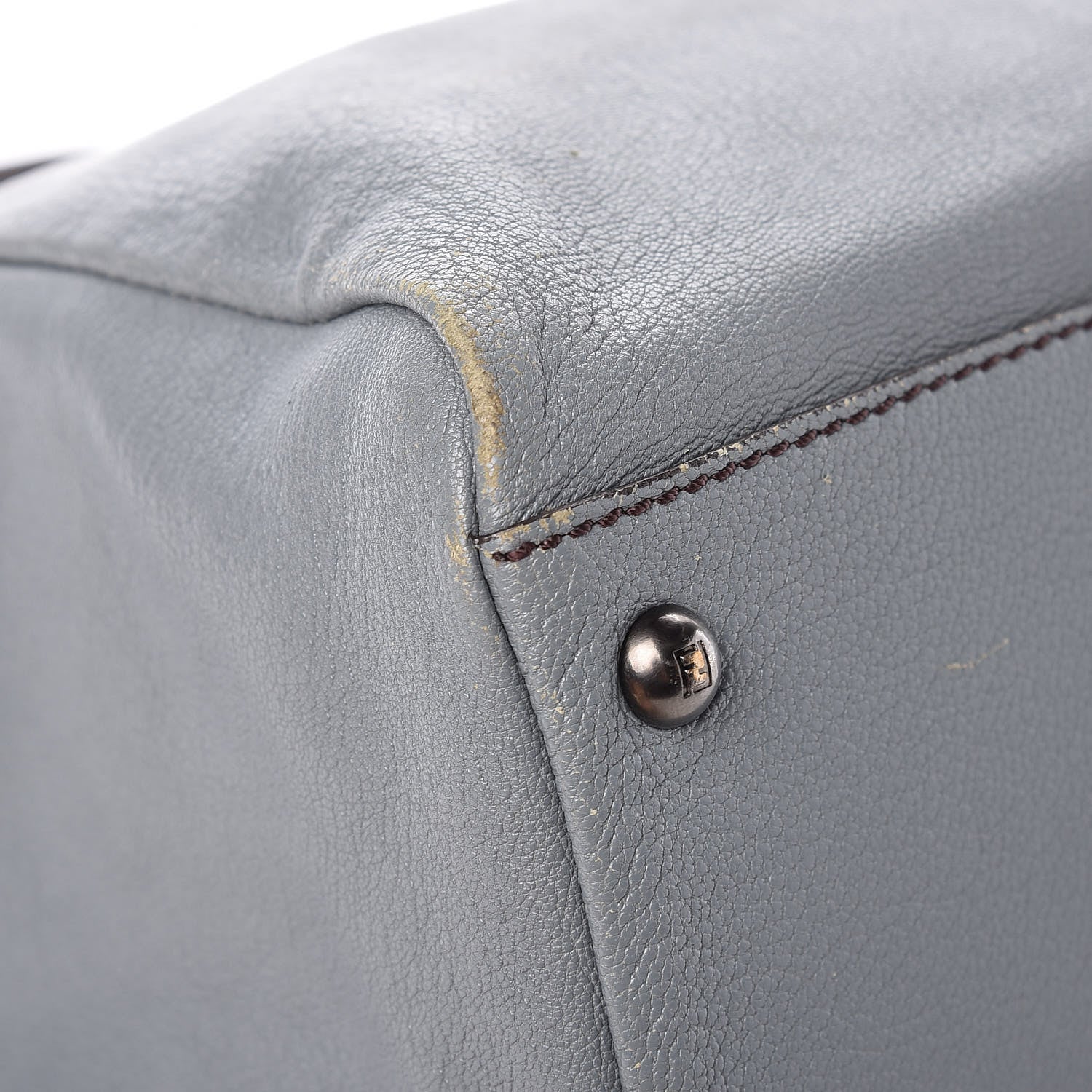 Fendi Goatskin Zucca Large Peekaboo Iconic Satchel Grigio Tobacco Black 16 of 20