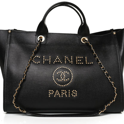 Chanel Caviar Medium Studded Deauville Tote Black 10 of 10