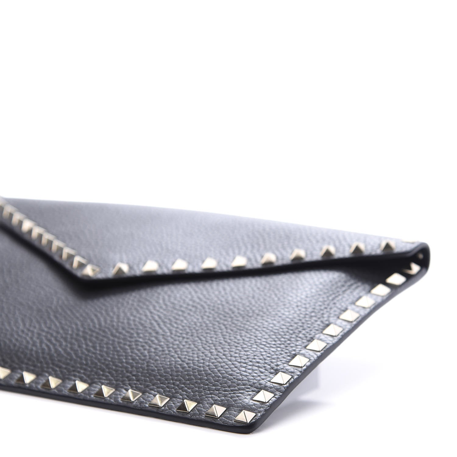 Valentino Garavani Pebbled Calfskin Large Rockstud Envelope Clutch Black 7 of 9