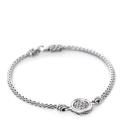 John Hardy Sterling Silver White Sapphire Classic Chain Round Station Bracelet 6 of 7
