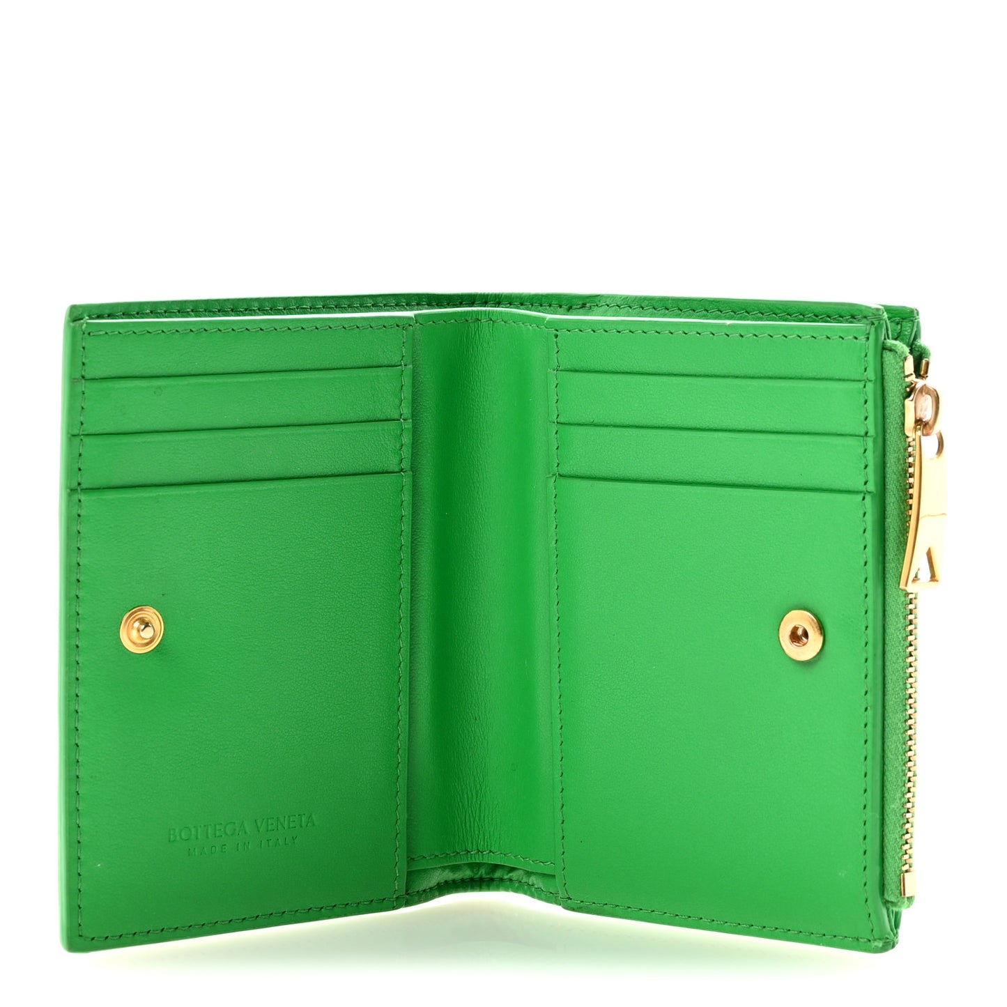 Nappa Maxi Intrecciato Bifold Zip Wallet Parakeet
