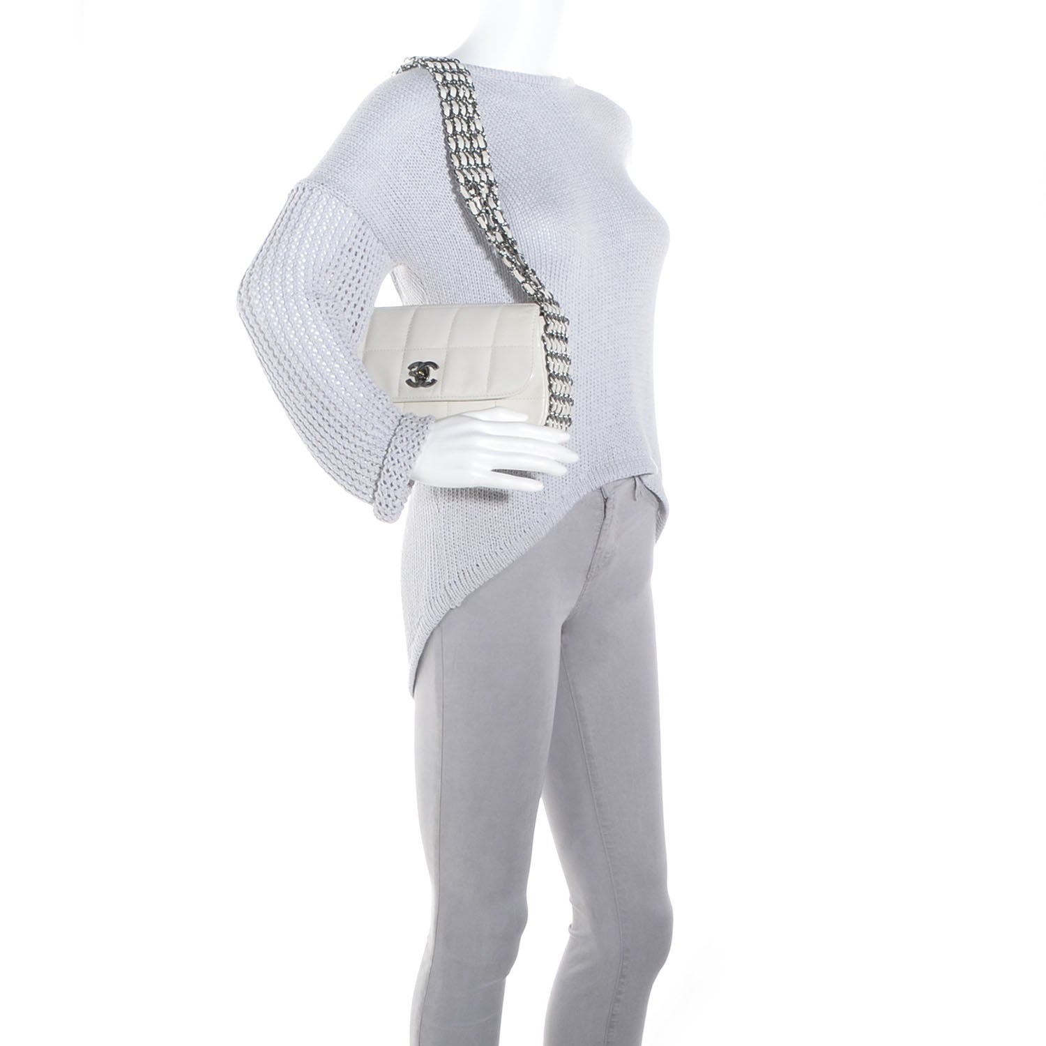 Chanel Lambskin Chocolate Bar 5 Chain Flap White 2 of 8