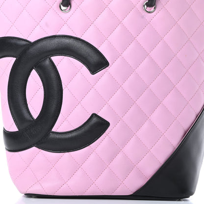 Chanel Calfskin Quilted Medium Cambon Tote Pink Black 8 of 14