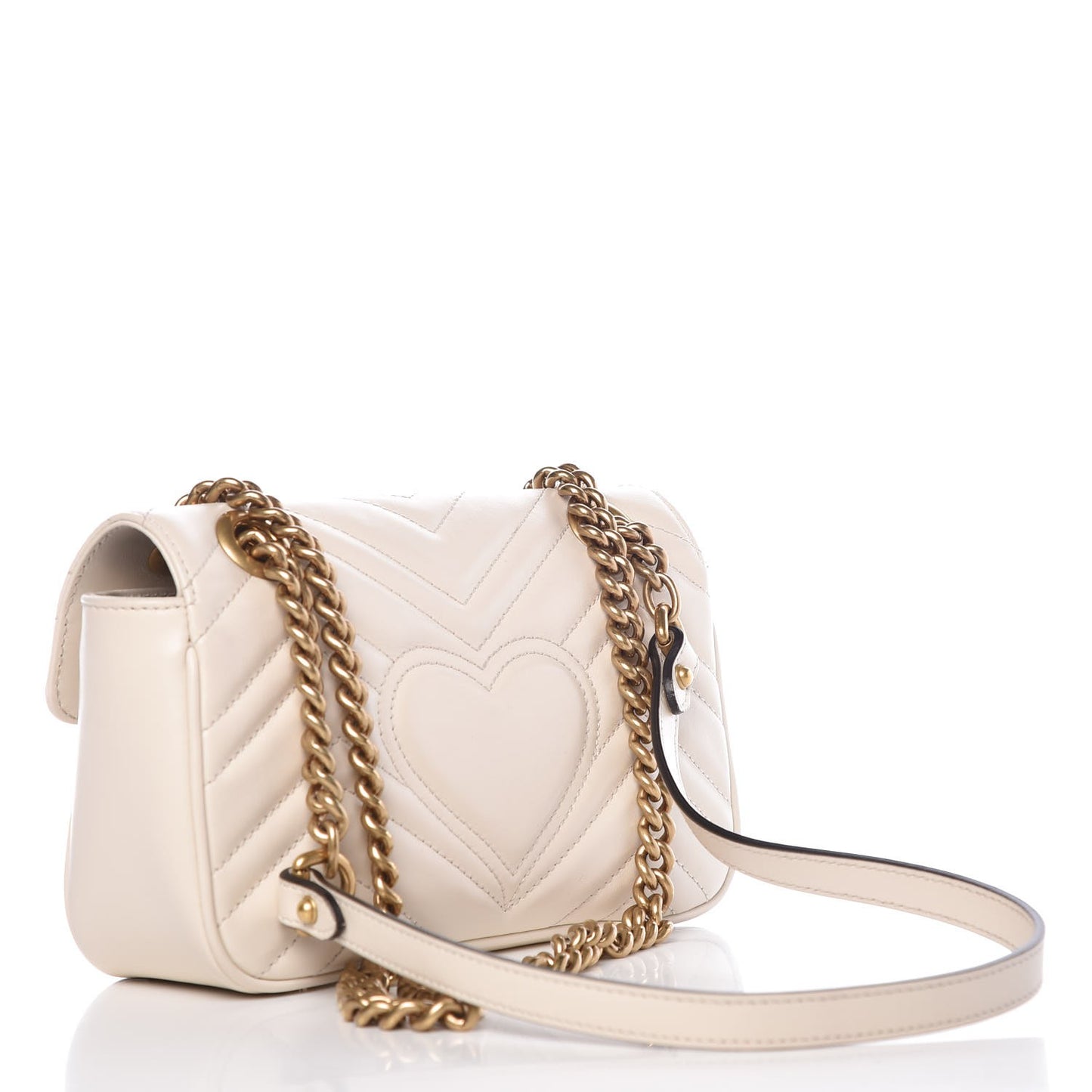 Calfskin Matelasse Mini GG Marmont Shoulder Bag White
