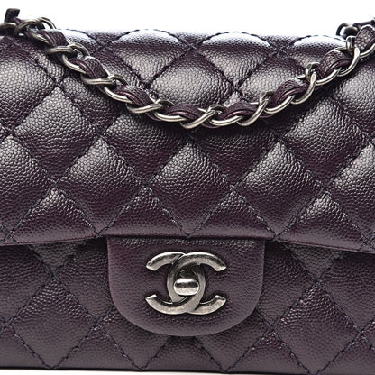 Chanel Washed Caviar Quilted Mini Rectangular Flap Dark Purple 11 of 12