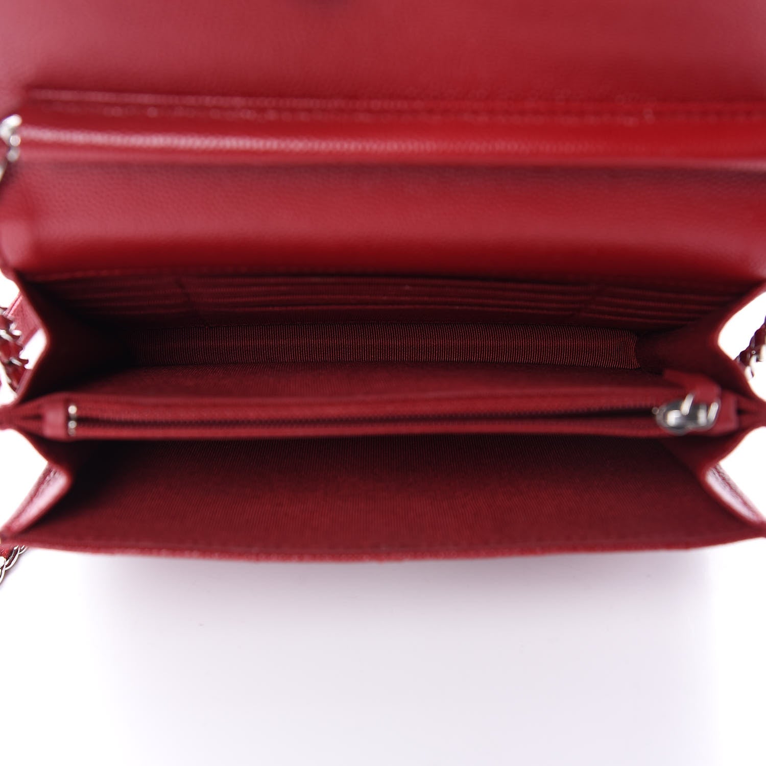 Chanel Caviar Quilted Square Wallet On Chain WOC Dark Red 5 of 13