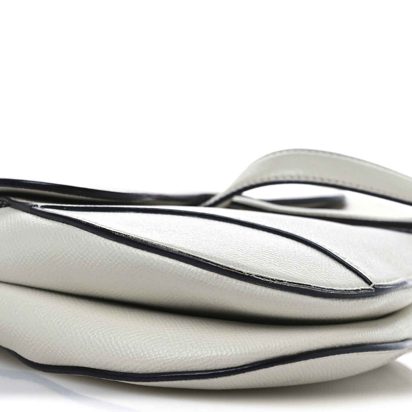Grained Calfskin Saddle Bag White