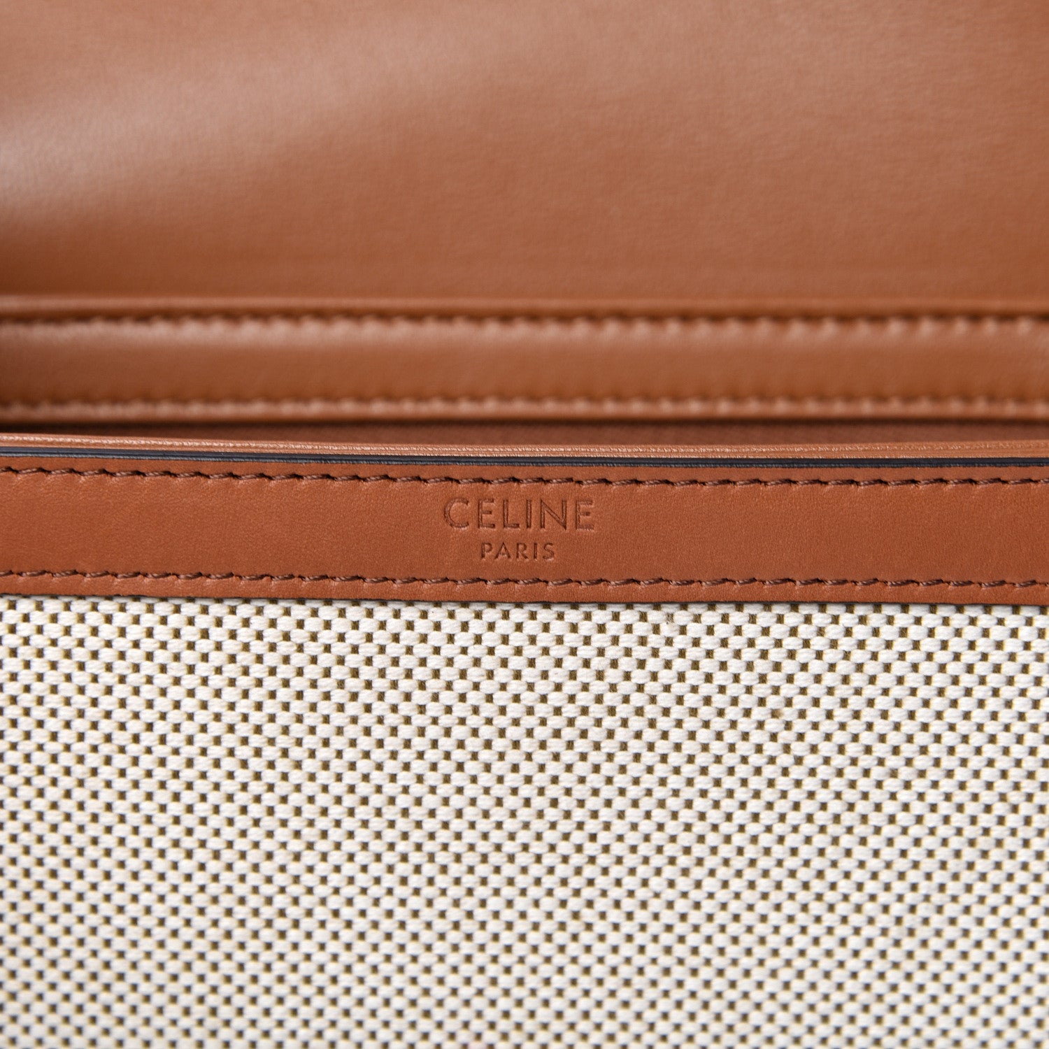 Celine Textile Natural Calfskin Teen Triomphe White Tan 5 of 10