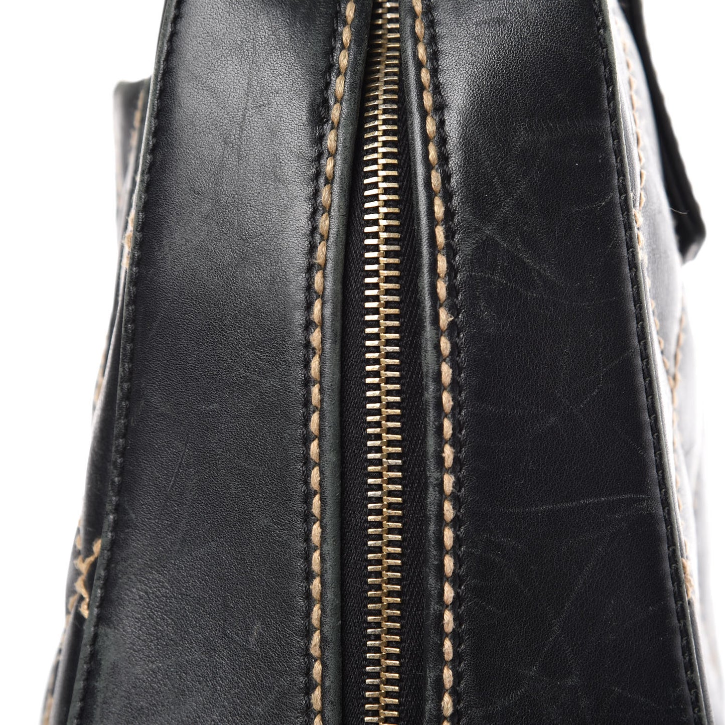 Calfskin Wild Stitch Top Handle Bag Black