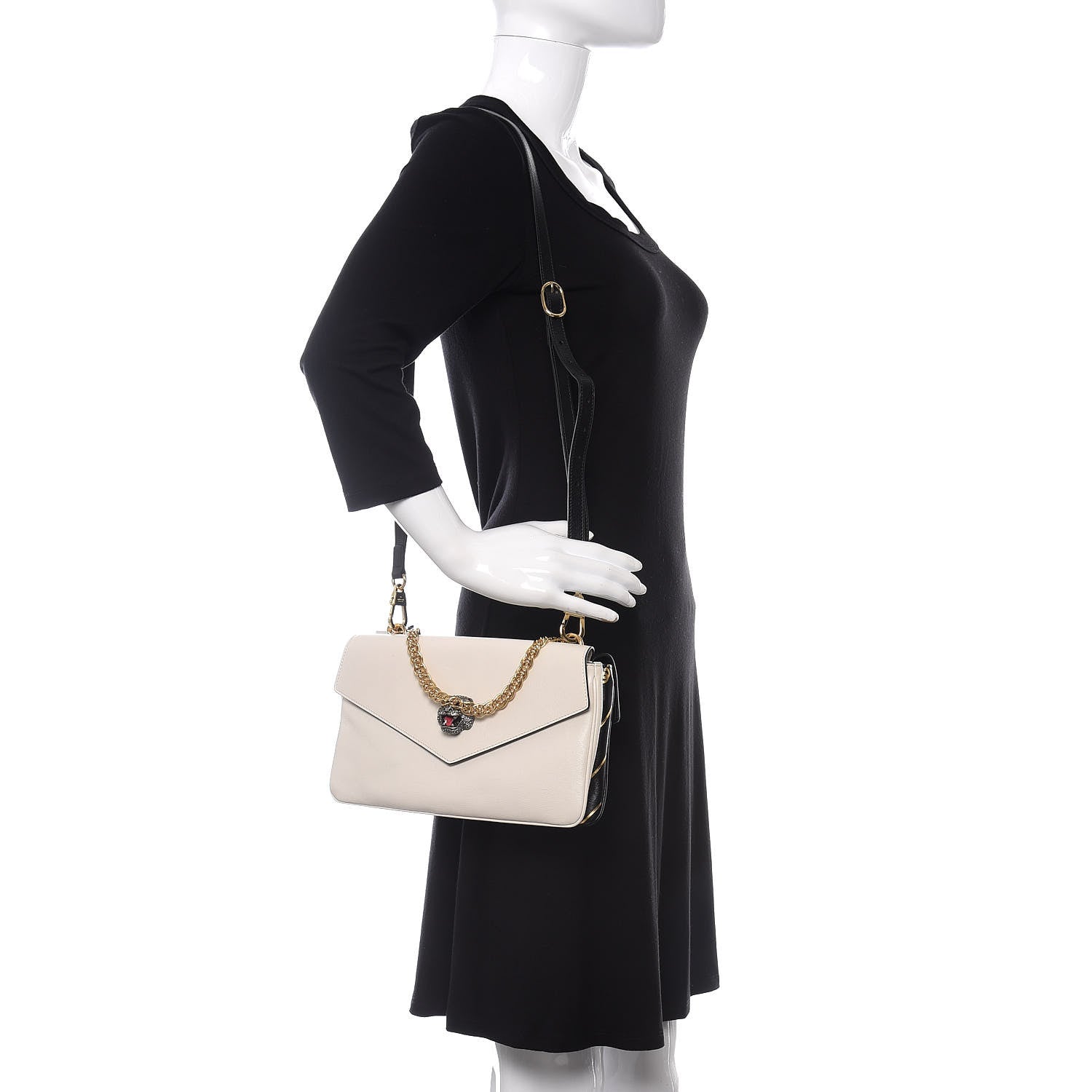 Gucci Calfskin Diagonal GG Medium Thiara Double Envelope Shoulder Bag Black White 2 of 11