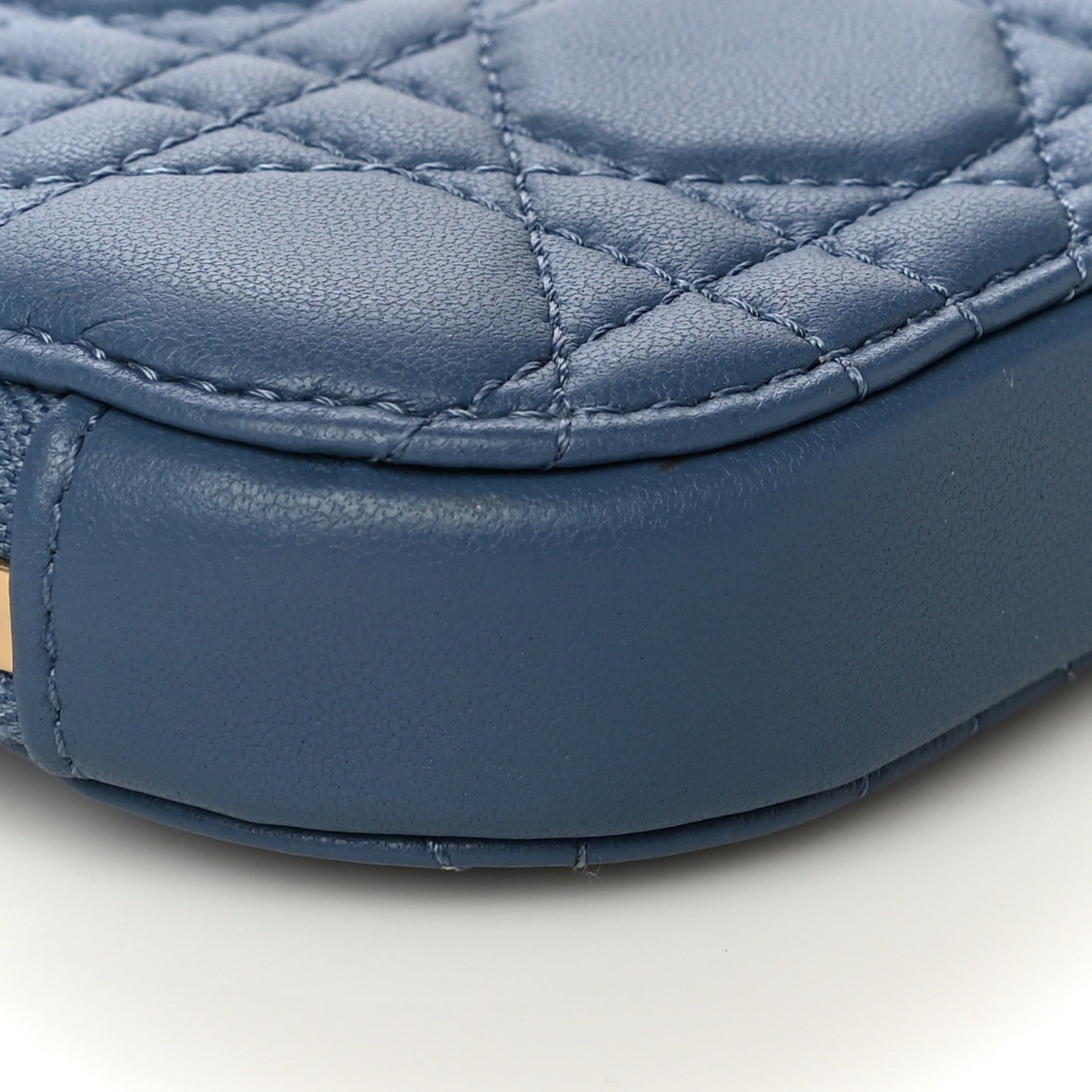 Lambskin Cannage Lady Dior Phone Holder Denim Blue