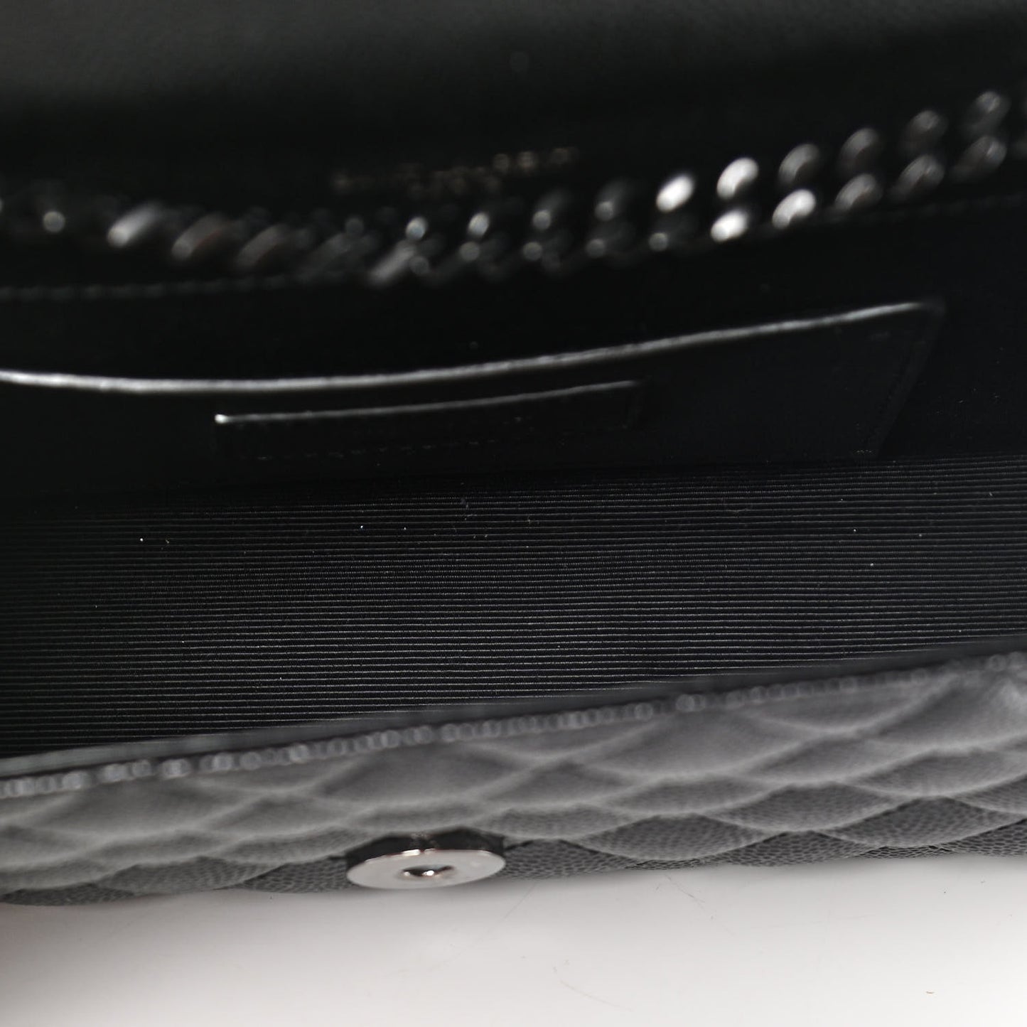 Grain De Poudre Textured Mixed Matelasse Triquilt Small Monogram Satchel Black